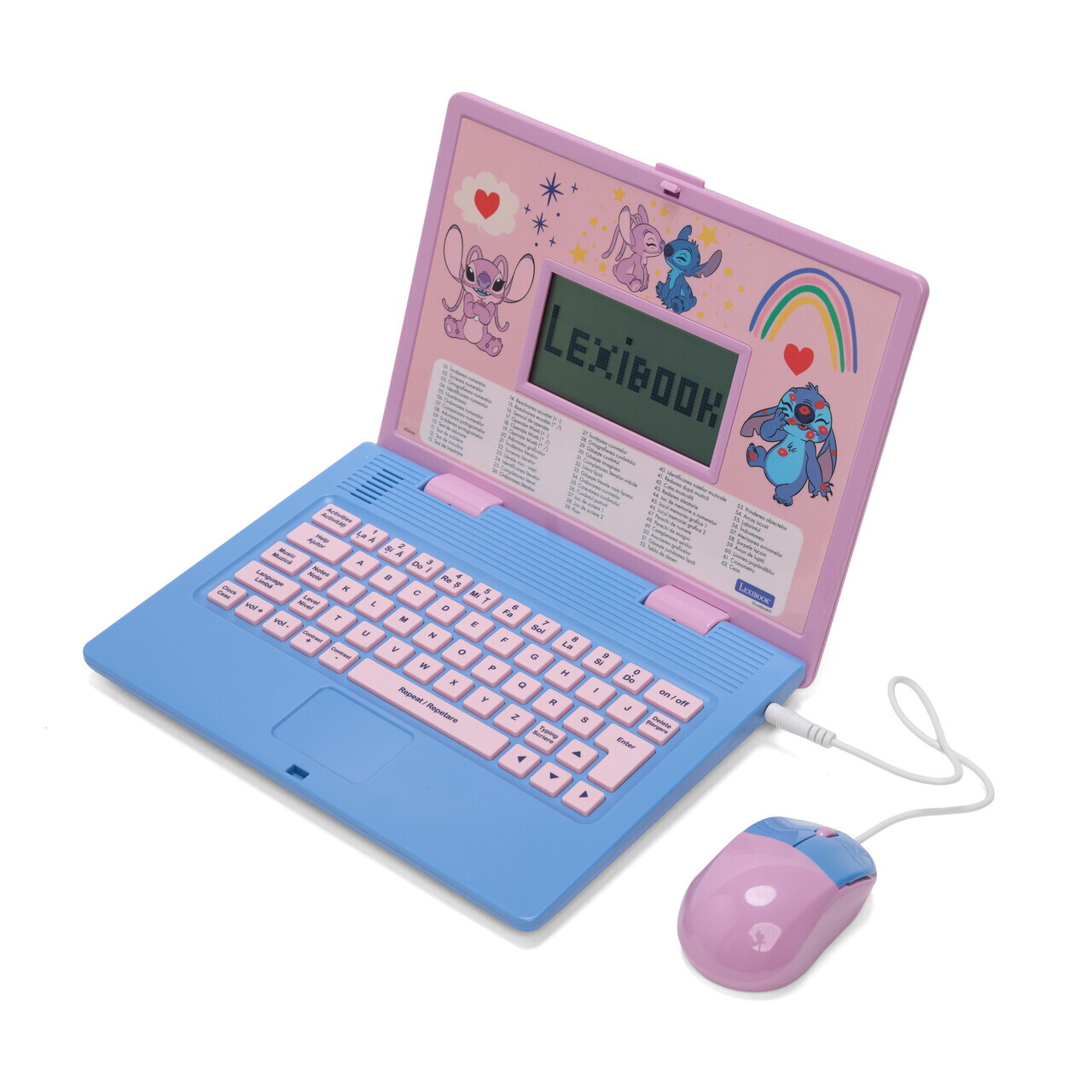 Laptop educational bilingv Ro/En pentru copii Stitch, LEXIBOOK, 5.1x9.7 cm, roz/albastru - imagine 5